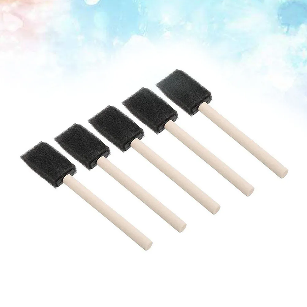 20Pcs Drawing Sponge Brushes 1 Inch Absorbent Wood Handle Paint Brushes Stains Varnishes Crafts Acrylics Art Supplies