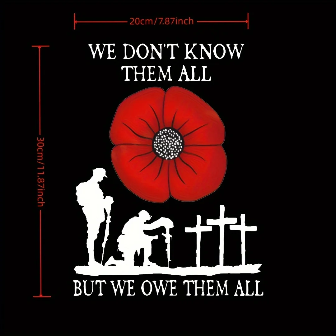 2D Flat 1Pc  Veteran Memorial Vinyl Sticker, Waterproof Self-Adhesive Decal for Car Window Wall Decor, Holiday Gift