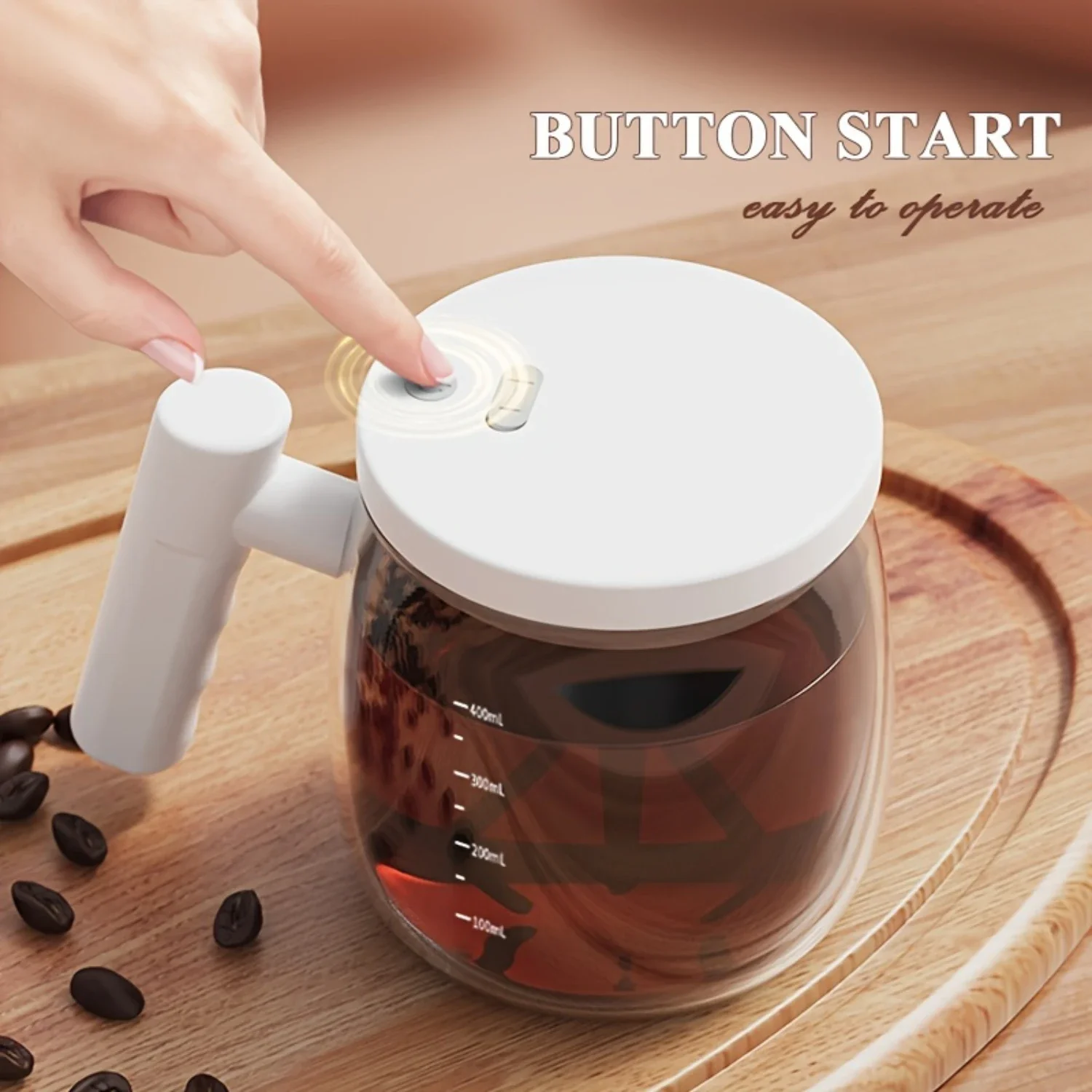 

Автоматическая самоперемешивающаяся кофейная чашка с крышкой, портативная стеклянная чашка на 13,53 унции для дома или офиса