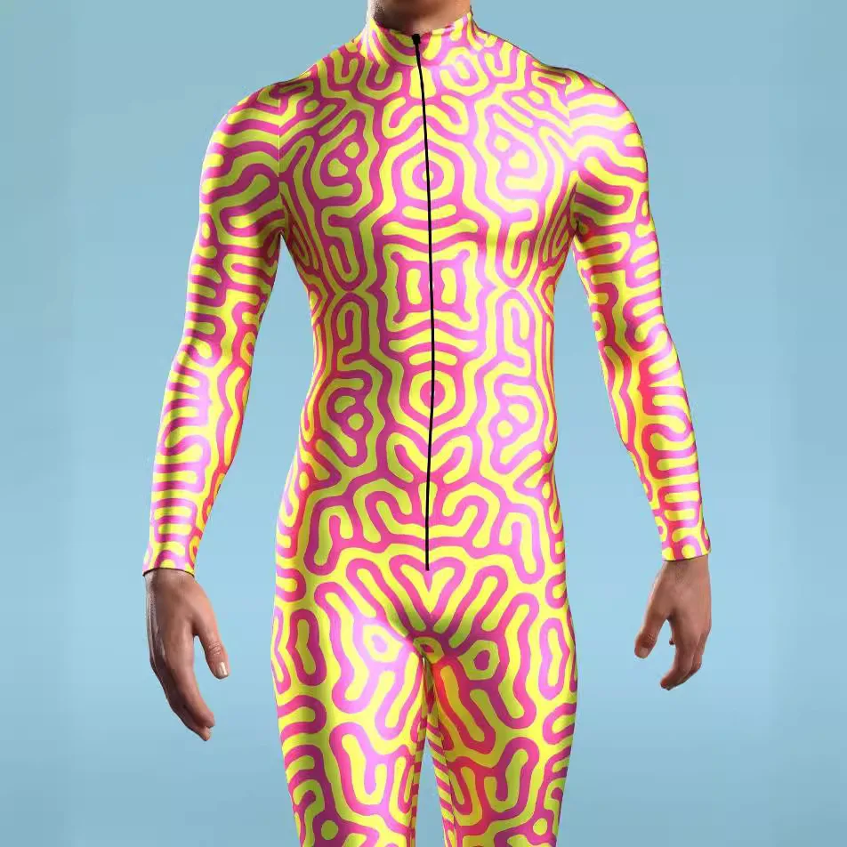 

Mechanical Print Catsuit Adult Men Zipper Bodysuit Zentai Jumpsuit Game Party Costume Female Halloween Cosplay Outfit 2026