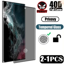 Privacy Tempered Glass For Samsung Galaxy S24 S23 S22 S26 Ultra Anti Spy Screen Protector S21 Plus S25 5G Fingerprint Unlock