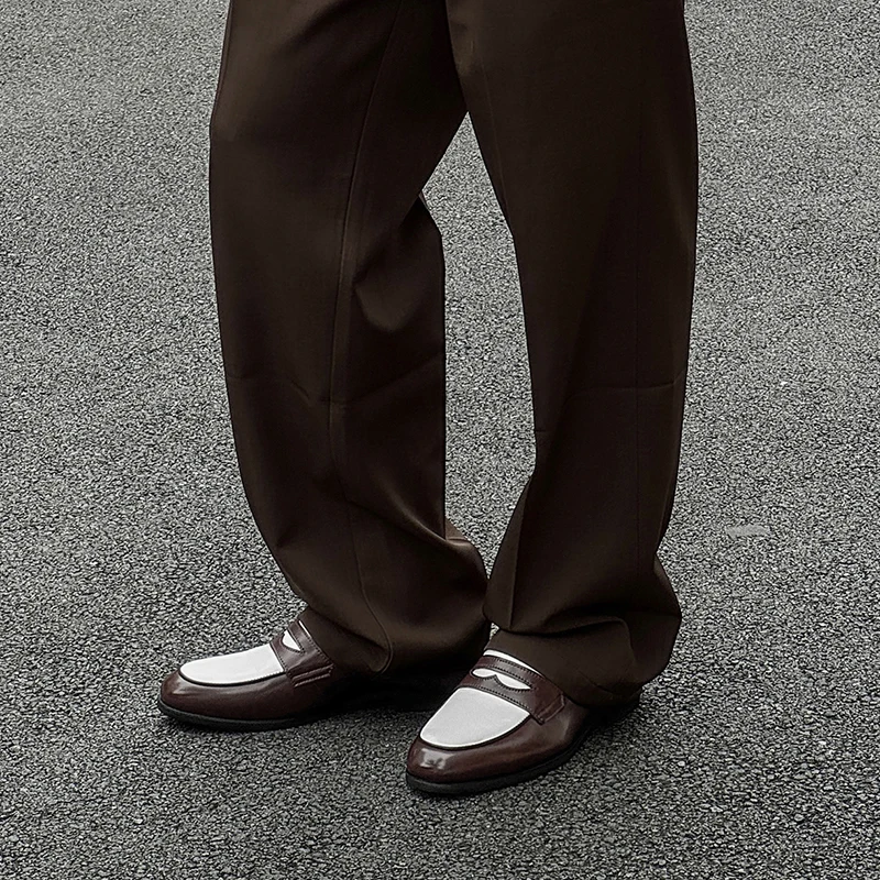 

Мужские повседневные кожаные туфли большого размера: простые, элегантные, модные лоферы с цветовыми блоками для свадьбы