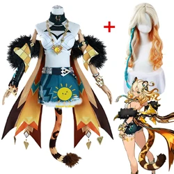 Game Xilonen Cosplay Genshin Impact Cosplay Costumes Xilonen Tops Short Fake Nail Wig Xilonen Halloween Carnival Party Cos Women