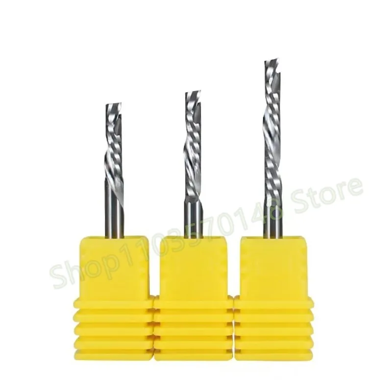 

10 шт. 3,175/4/5/6/8 мм 1F спиральная фреза вверх и вниз, деревообрабатывающая концевая фреза, инструменты для плотной доски, фрезы из цельного дерева