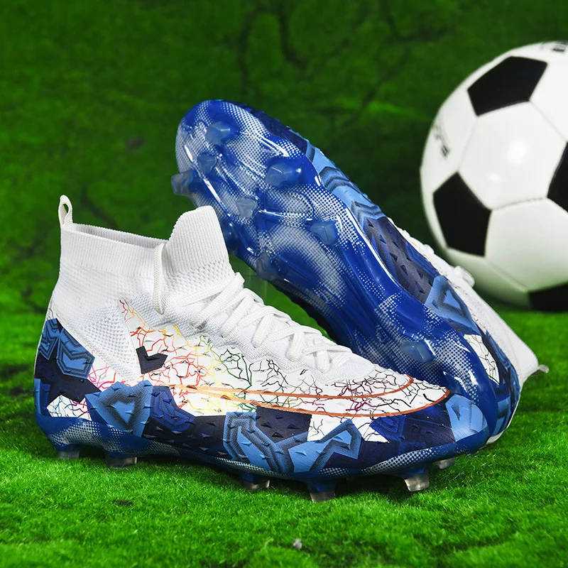 Men Soccer Shoes Football Shoes Men Blue Futsal Training Training Shoes Drop Shipping Outdoor Non-Slip Grass Cleats Match Turf