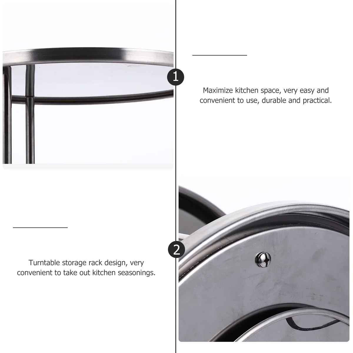 

1Pcs Double Layer Turntable Kitchen Rack Plate Rack Stainless Steel Storage Holder Spice Seasoning Organizer Dish Cup Holder