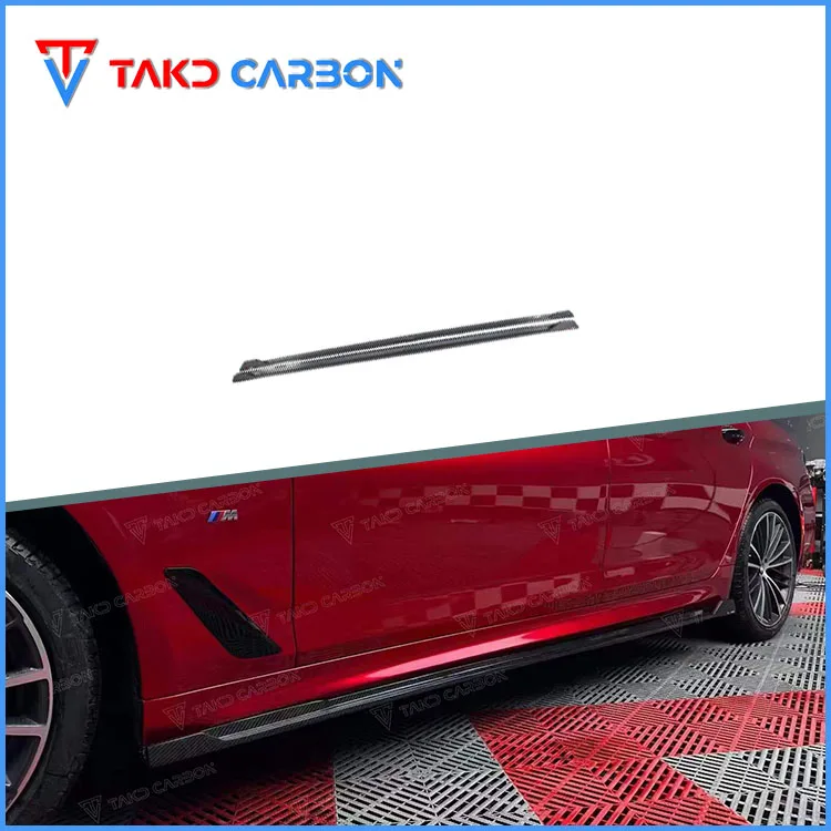 

High Quality TAKD 3K Twill Carbon Weave Dry Carbon Fiber Side Skirts for bmws 5 Series G30/G38 2021-UP