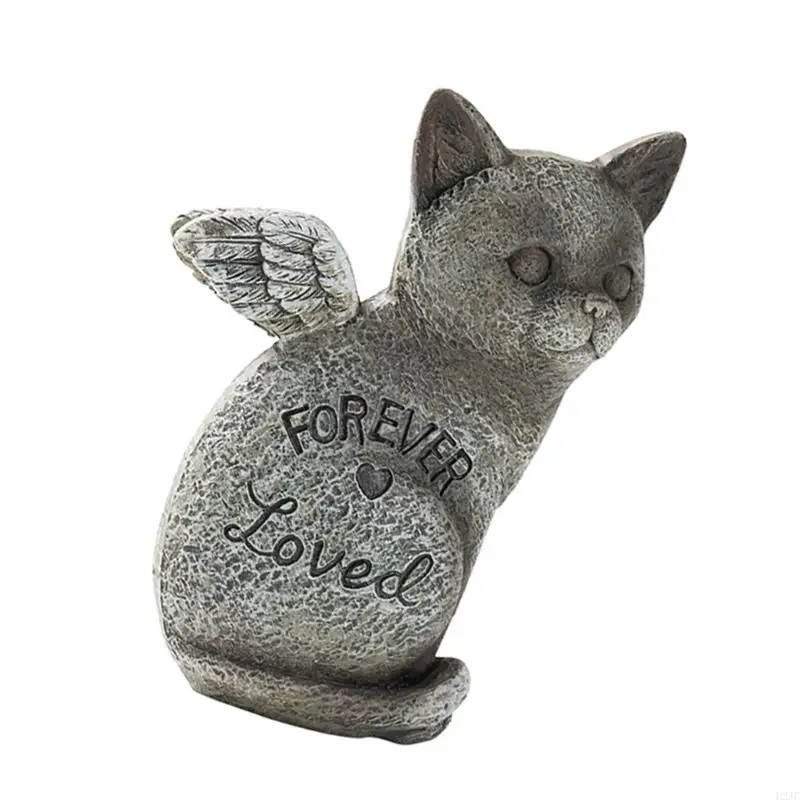 U2JC Pet Memorial Stones Pet Dog Cats Resins Ornaments for Outdoor and Indoor Remembrance Memorial Gift Pet Wing