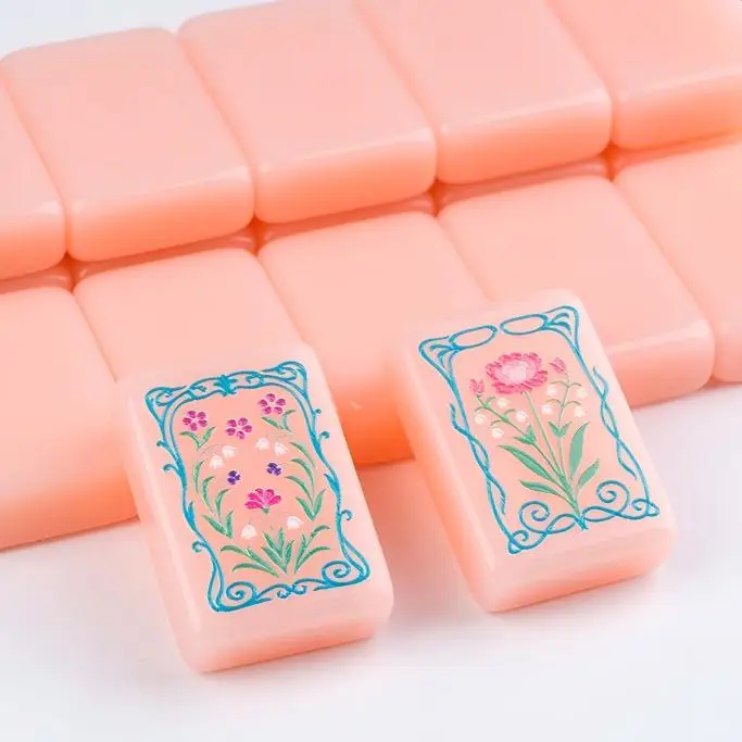 In Stock Wholesale Luxury Pink 160pcs 4-Layer Acrylic Tiles Bulk Set Single Layer Carving Children Custom American Mahjong Tiles