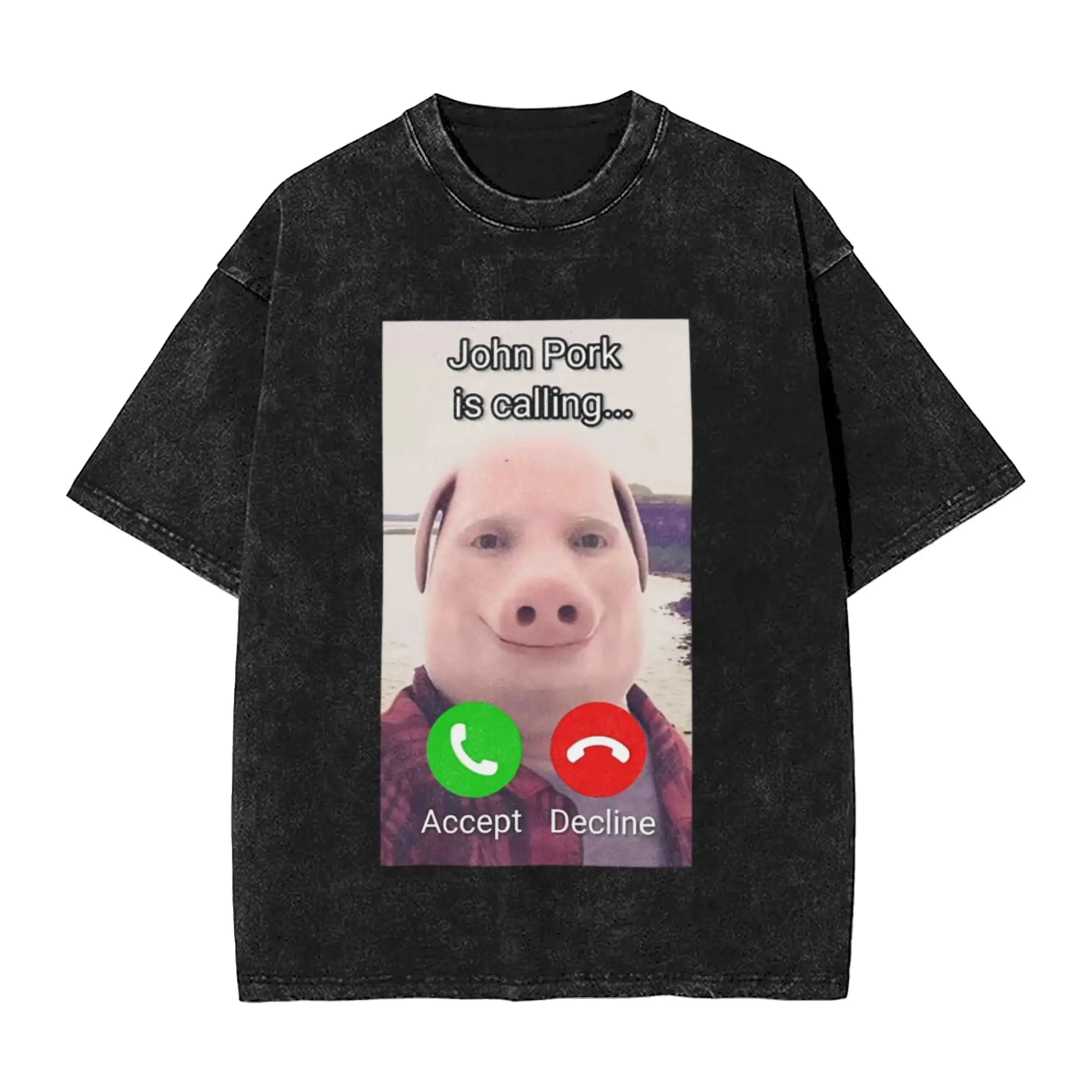John Pork Is Calling Classic Chic A T-Shirt Oversized Short Sleeve Men's Women's Cotton Tees Tops