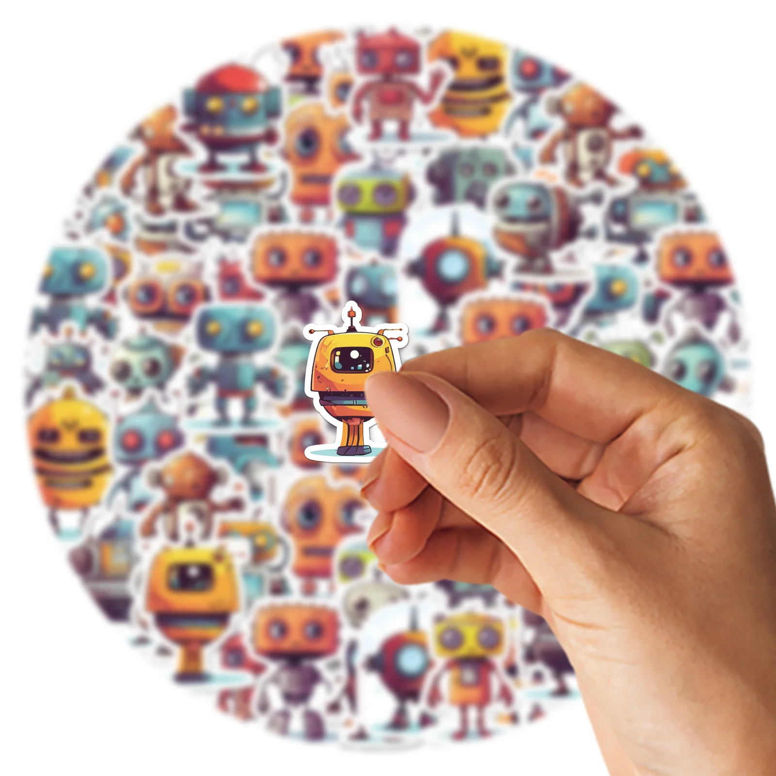 30PCS Cartoon Funny Robot Cute Theme Stickers Decorated Diary Notebook Water Bottle Classic Toy Paper-Cut Thin DIY Decal