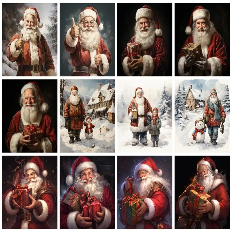 RUOPOTY DIY Diamond Painting Santa Claus Full Mosaic Cross Stitch Embroidery Christmas Decoration Living Room