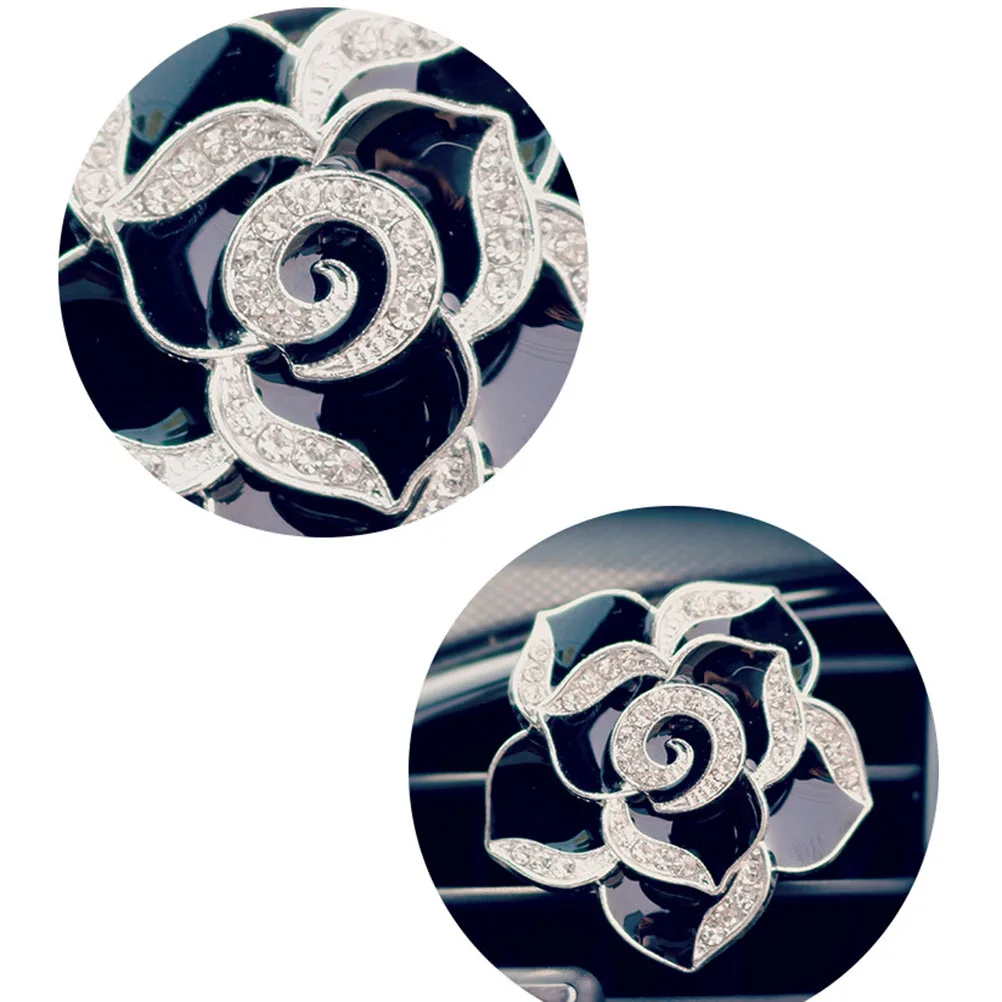 

Rhinestone Camellia Car Air Vent Decorations Freshener Holder Fragrance Balm Aroma Mood Gift Ladies Car