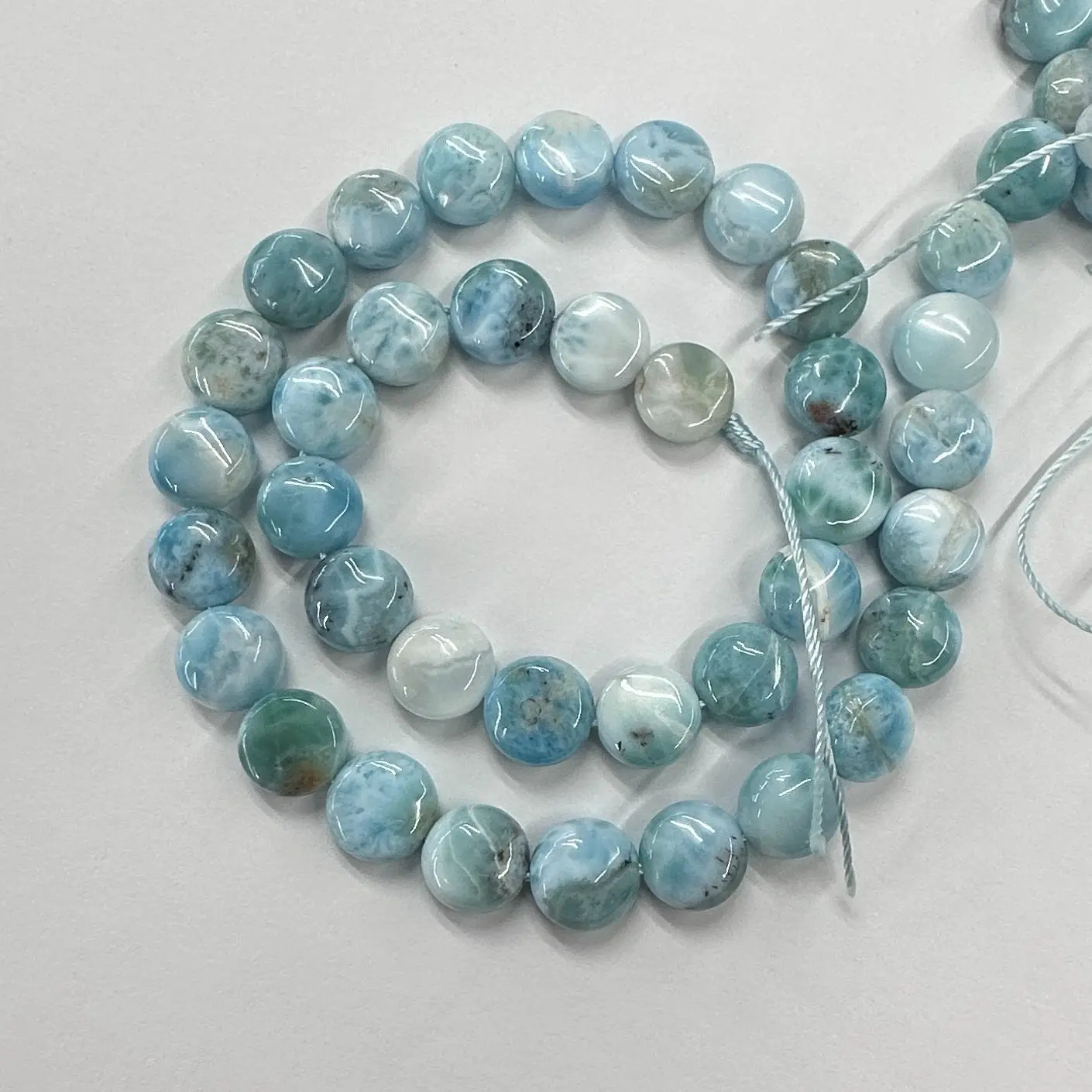 Natural 10mm Coin Dominica Larimar/Copper Pectolite Natural Stone DIY Loose Beads For Jewelry Making Strand 15\