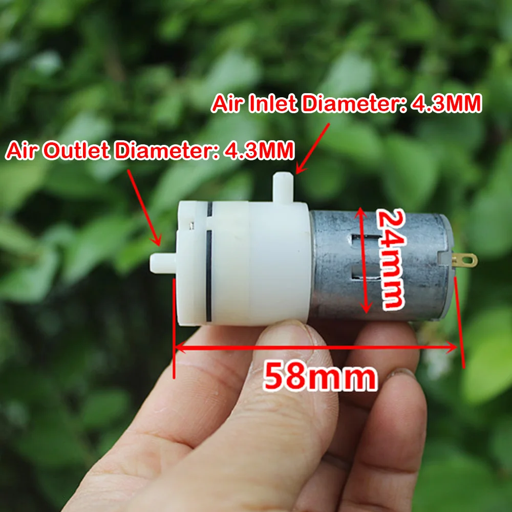 370 Micro Air Pump DC 3.7V 8W Small Booster Pump Diaphragm Pump 120kpa Large Flow Carbon Brush Motor Fish Tank Oxygen Pump