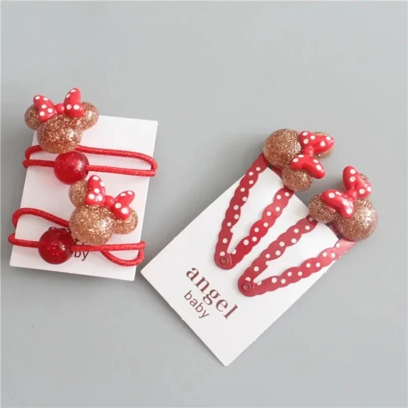 Children Accessories Little Minnie MickeyMouse Butterfly Knot Hair Rope Elastic Cute Girl Kindergarten Exquisite Hairclip