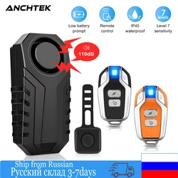 Anchtek alarma antirrobo para motocicleta con control remoto naranja y bocina, alarma de seguridad inalámbrica impermeable para bicicleta, Sensor de vibración, 113dB fuerte