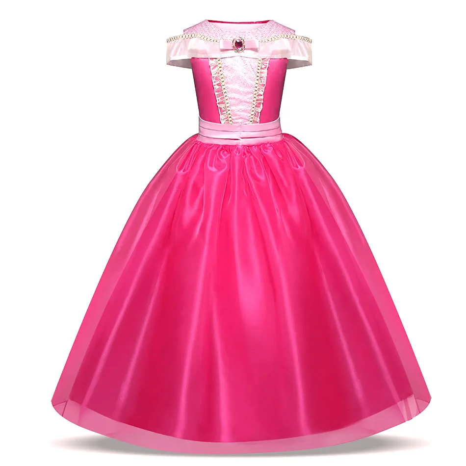 Girl Fancy Deluxe Sleeping Beauty Halloween Princess Costume Party Aurora Dress Up Kids Red Layered Christmas Pageant Ball Gown