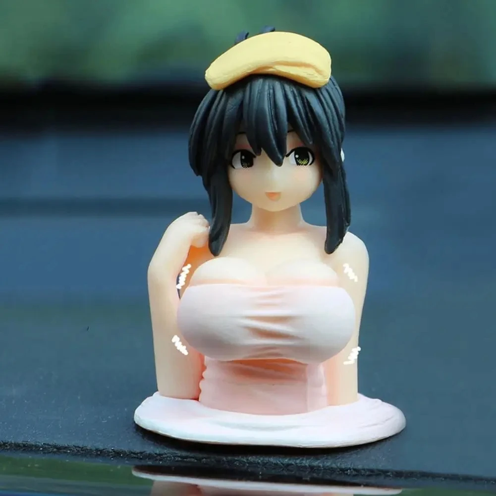 Kawaii schüttelnde Brustornamente, Anime schöne Mädchen-Auto-Ornament Q-Version Spielzeuggeschenke süße Shake Girl Auto-Armaturenbrett-Dekorationen