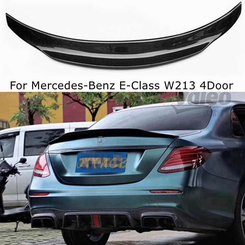 For Mercedes-Benz E-Class W213 4Door Sedan PSM Style Carbon Fiber Rear Spoiler Trunk Wing 2017-2023 FRP Glossy black