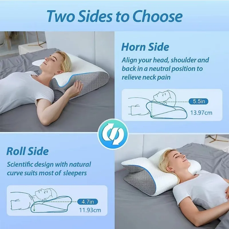 Schmetterlingsförmiges Memory-Schaum-Nackenkissen Langsam Rückfederndes Zervikales Stützkissen für Reisen Büro Zuhause Schmerzlinderung Komfort