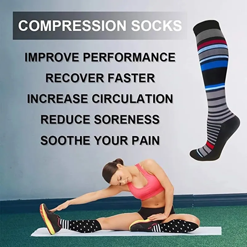 Compression Socks Stockings Women Men Best Graduated For Athletic, Edema, Diabetic,Flight ,Shin Splints - Running Marathon Socks