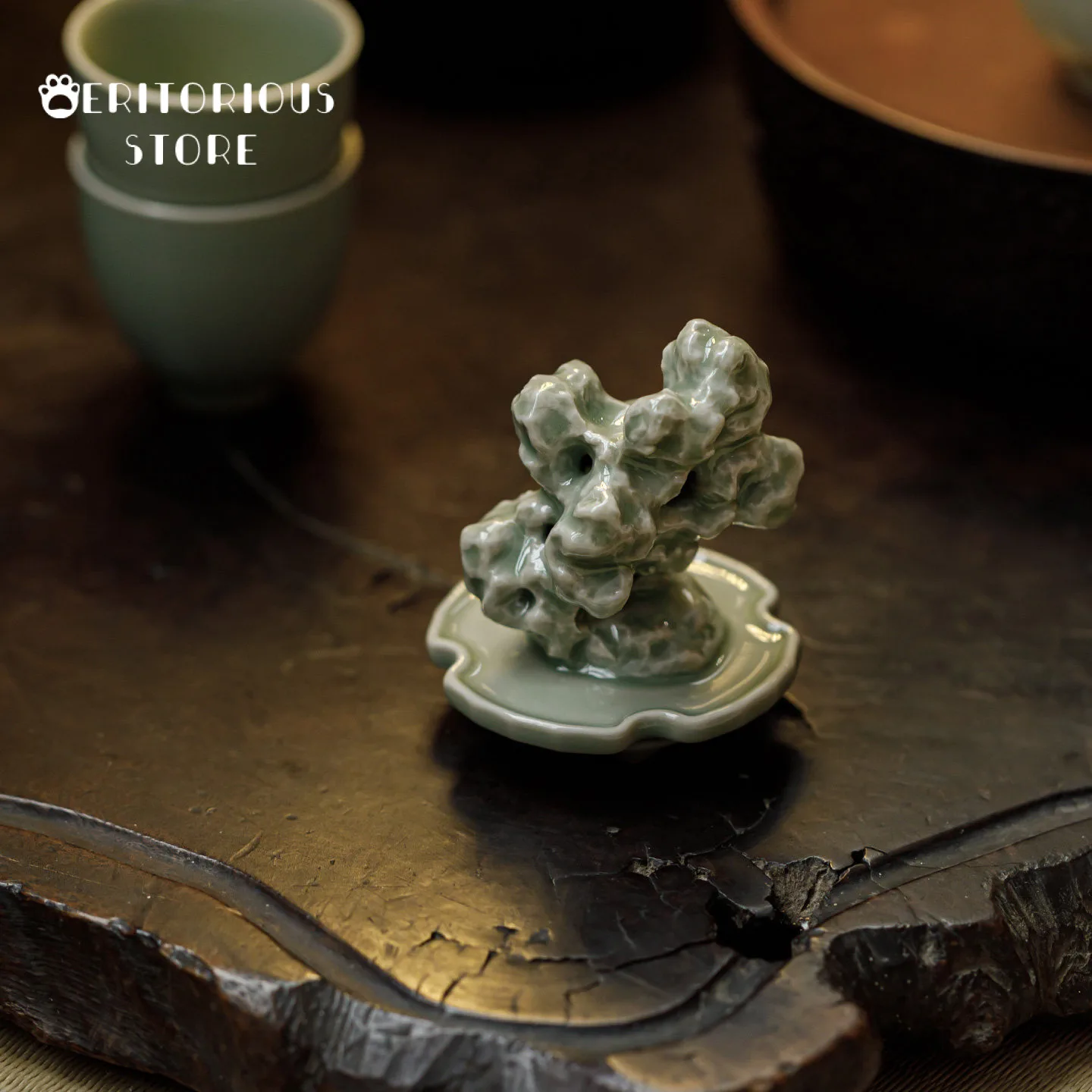 Creative Taihu Stone Ceramic Tea Pet Chinese Teapet Figurine For Tea Ceremony Desktop Decoration Table Ornament Gift Figurines view 4