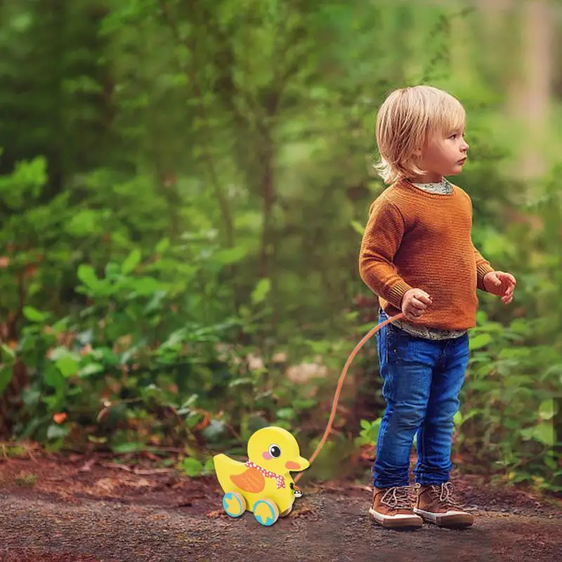 Juguetes de madera para caminar para niños pequeños, juguete sensorial interactivo, cuerda y campana para 1-3