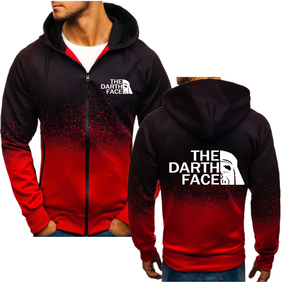 

Spring Casual Tops Famous Outdoor Brand THE DARTH FACE Logo Print Men Zip Gradient Color Hoodie Jacket Men Customizable Logo