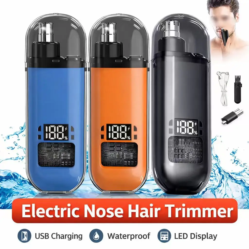 Aparador de pêlos de nariz e orelha recarregável USB para homens, mini máquina de cortar cabelo elétrica portátil, carregamento rápido, baixo ruído, compacto, lavável