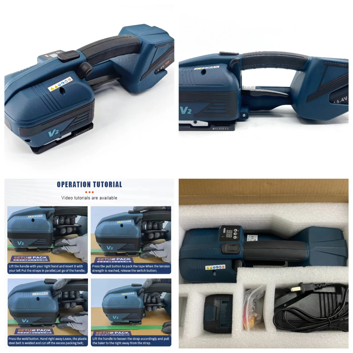 

STLF OYP Automatic Plastic Tightening Straps Strapping Tool 4000mha Battery Powered for PP PET Straps