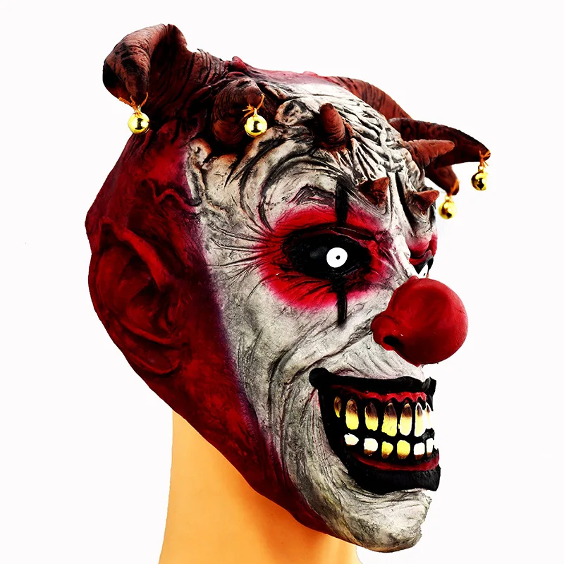 Halloween latex horror mask dance party costume props, realistic bell, clown mask