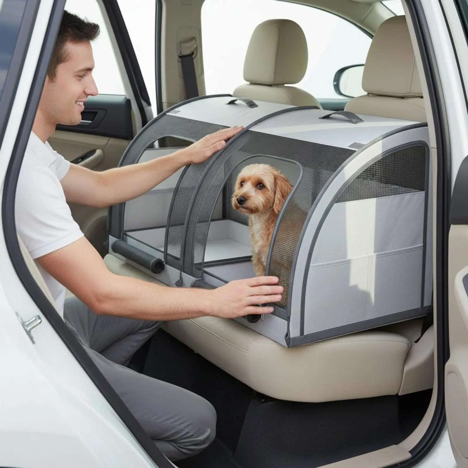 

Car Dog House Waterproof Car Seat Kennel Vehicle Pet Bed Four Season Use Portable Dog Kennel Easy to Install for Cats