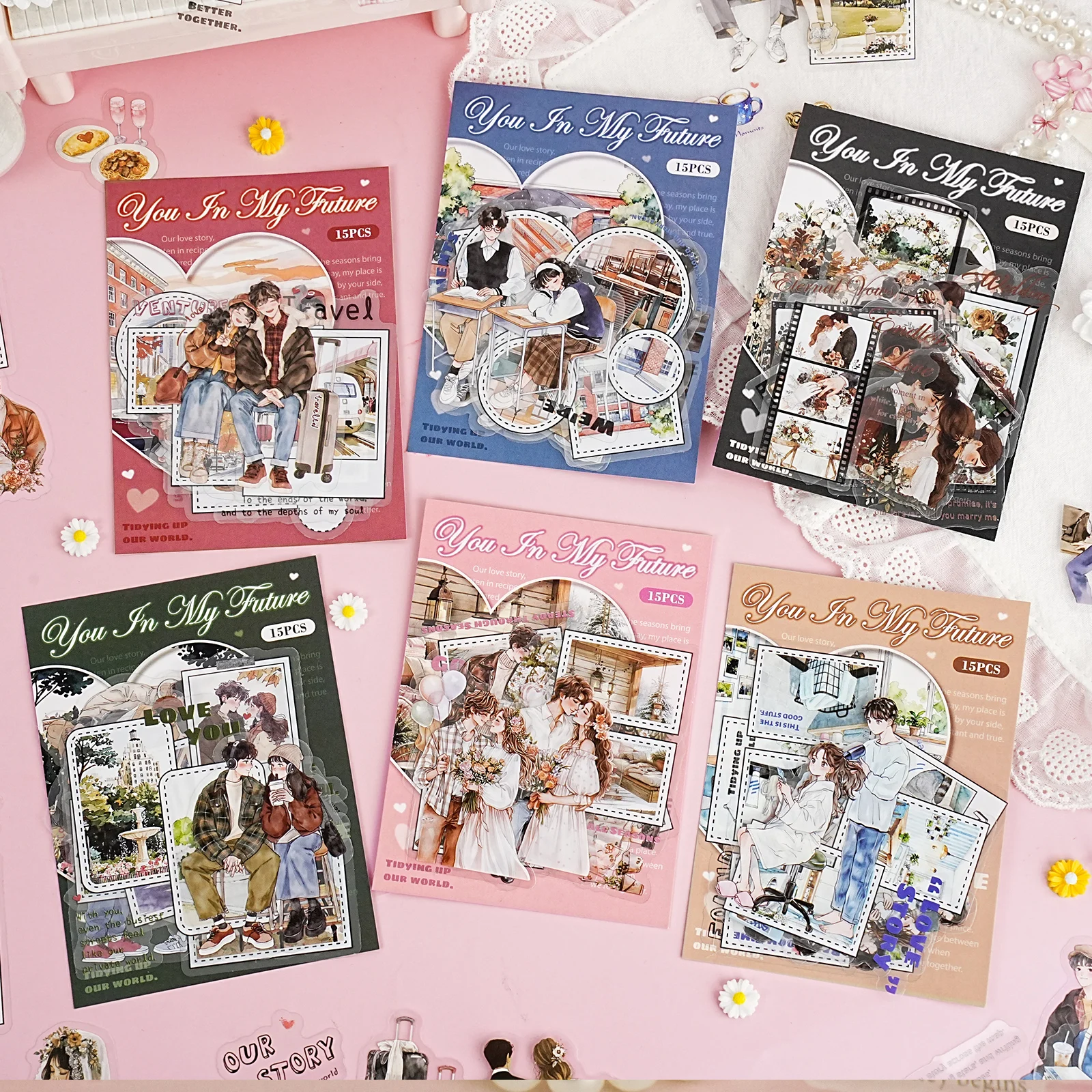 Etori Life Series: the Rest of My Life with You - Beautiful Figures Paired with Romantic Scenes Collage Decorative Stickers for Scrapbooking Supplies, Photo Albums, Office Notebooks, Phone Stickers, Room Decoration, Gift Bags, Student Stationery, Children's Stickers, Valentine's Day Materials, Small Gifts, Waterproof Decals
