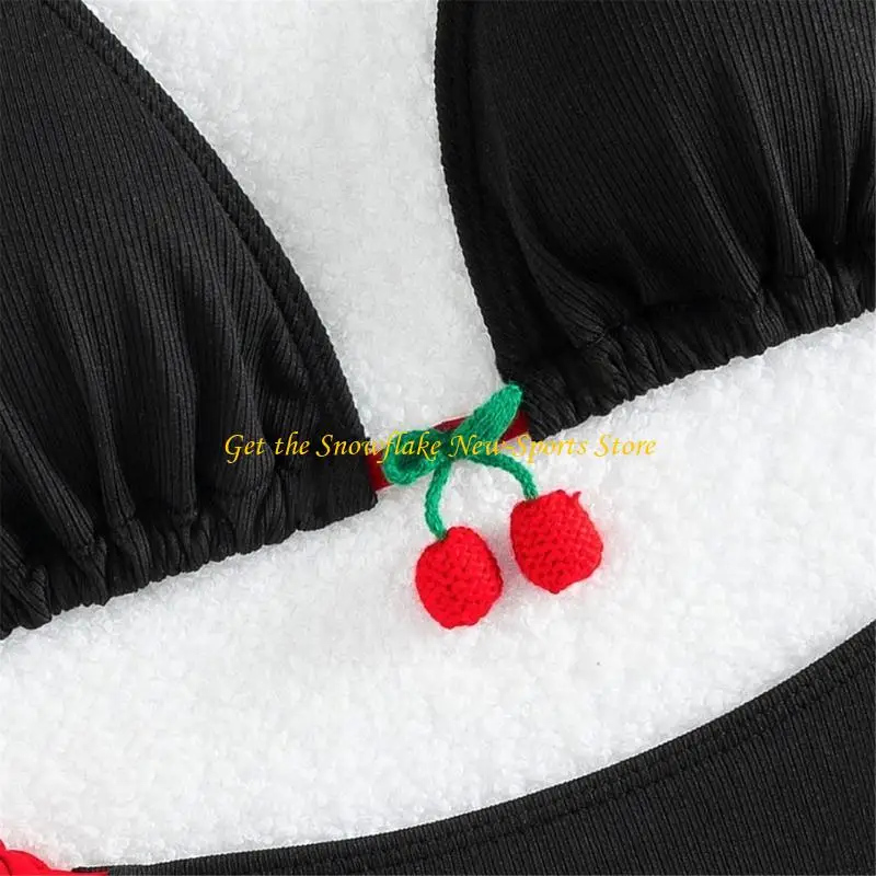 E56D Women Halters of Bikinis Set Summer Two Pieces Swimwears Highs Cut Swimsuits