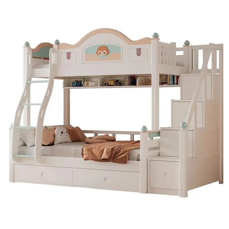 

All solid wood small apartment type mother and child bed double layer children's bed household bedroom high and low bed cute