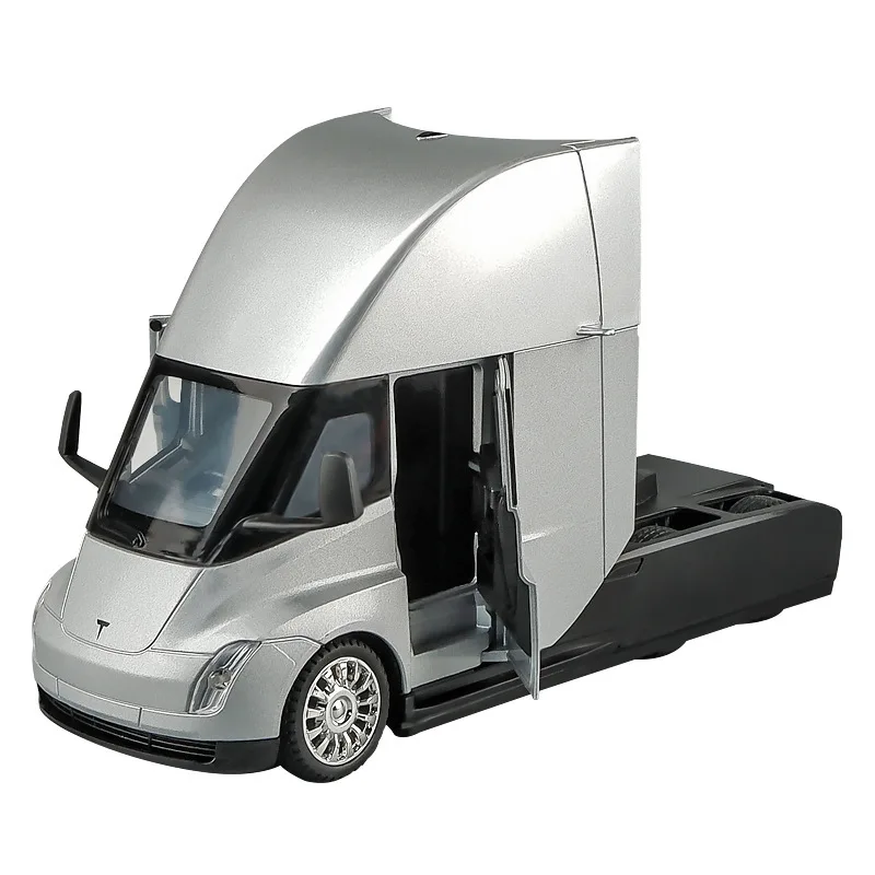 1:24 SEMI Alloy Electric Semi Trailer Truck Head Car Model Diecast Container Truck Transport Vehicles Car Model Kids Gift