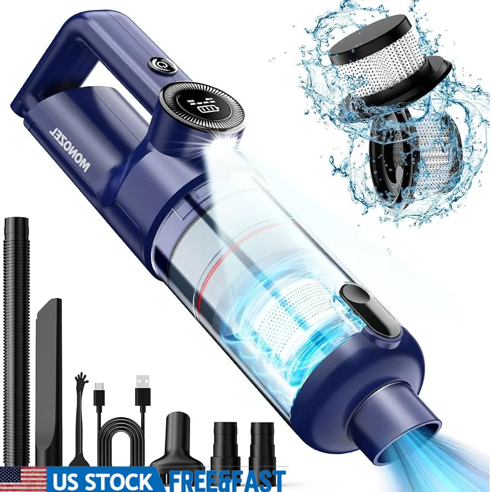 Cordless Handheld Vacuum Cleaner Strong Suction 15000Pa Brushless Motor LED Light HEPA Filters Car Home Cleaning Tools