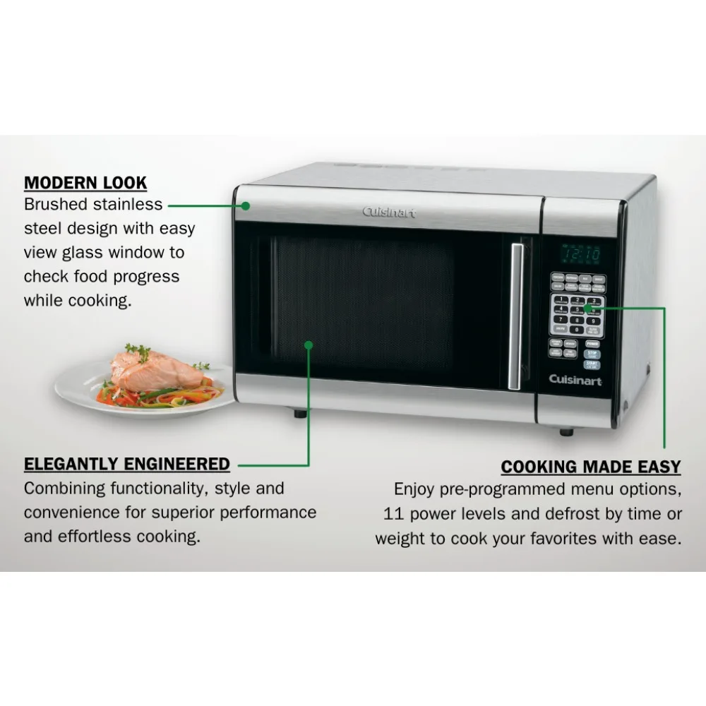 2024 New Cuisinart 1-Cubic-Foot Stainless Steel Microwave Oven, Brushed Chrome