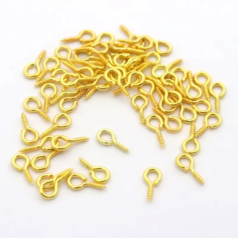 10x4.5 8x4mm Gold Silver Color Eyes Nail Screw Hooks Pearl Hooks Connector For Diy Jewelry Making Handmade Pendant Accessories