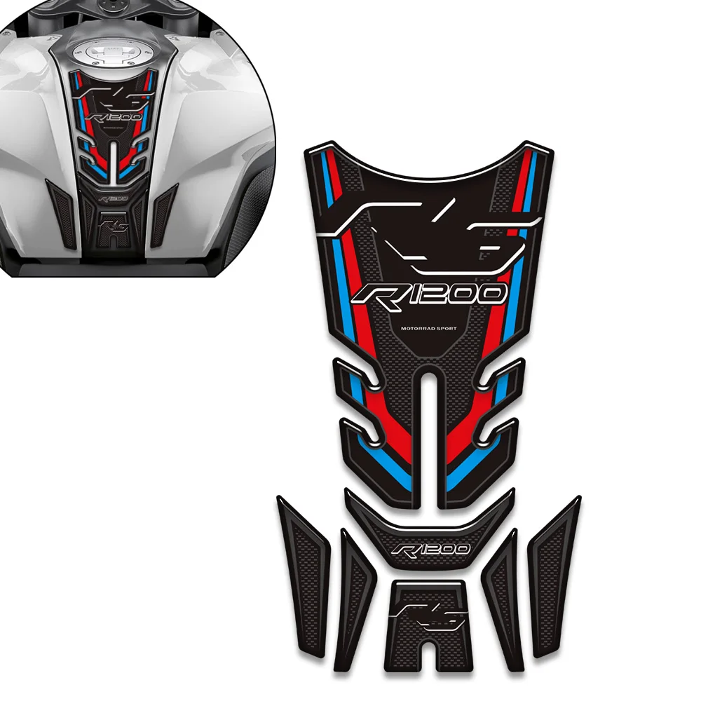 Motorcycle Tank Grips Pad Stickers Gas Fuel Oil Kit Knee Fish Bone Decals Tank Pad 3D Stickers For BMW R1200RS R 1200 RS R1200