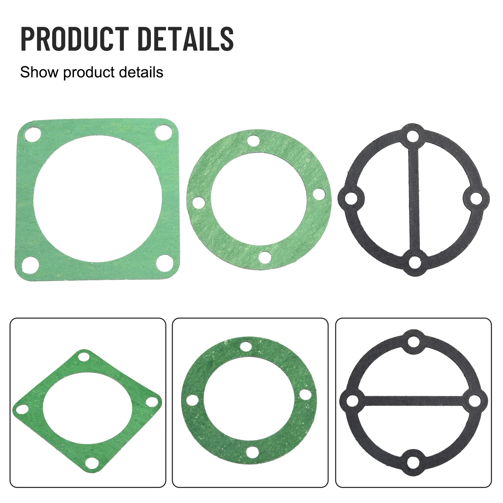 For Air Compressor Head Gasket Set 3PCS 51/65/80/90/95 Type Parts Piston Ring Rebuild Kit Tools Valve Plate Gaskets Washers