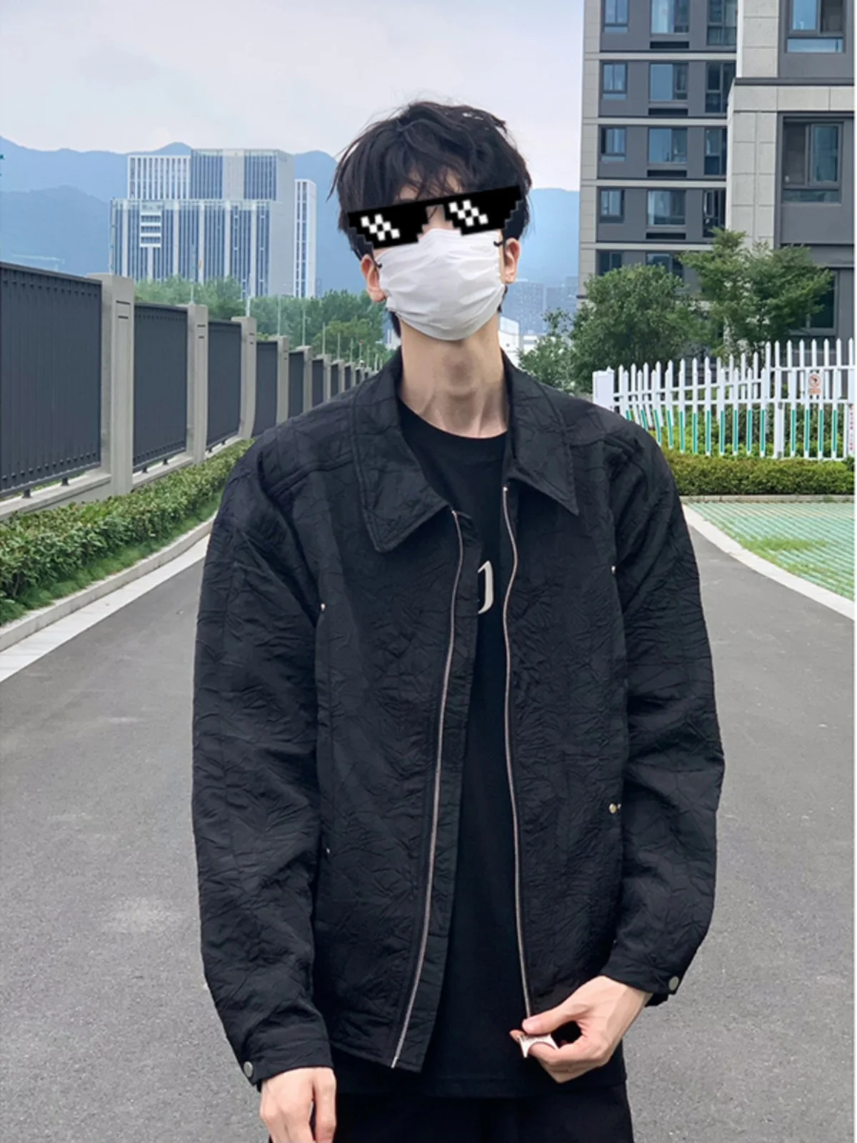 

Стильная мужская куртка для весны и осени с тканым узором, молодежная модная рабочая куртка, трендовая модель, верхняя одежда на молнии