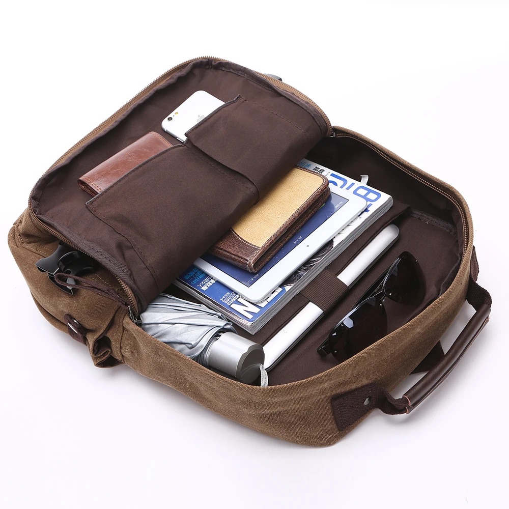 High Grade Canvas Backpack Men Solid Color Laptop Bags 2023 Superior Vintage Outdoor Design Durable New Trend Classic