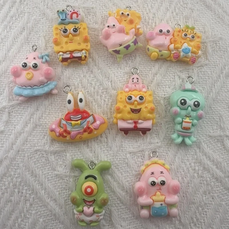 10 piezas de colgantes de resina de dibujos animados, accesorios para hacer joyas DIY, pendientes, accesorios para llaveros
