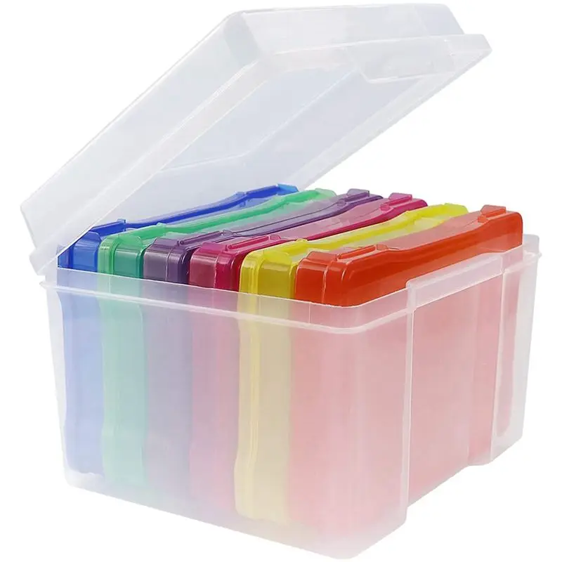 

1 PCS Photo Storage Box Photo Organizer Picture Storage Containers Multicolor Plastic Photo Craft Keeper Case 5X7 Inch-AEF7