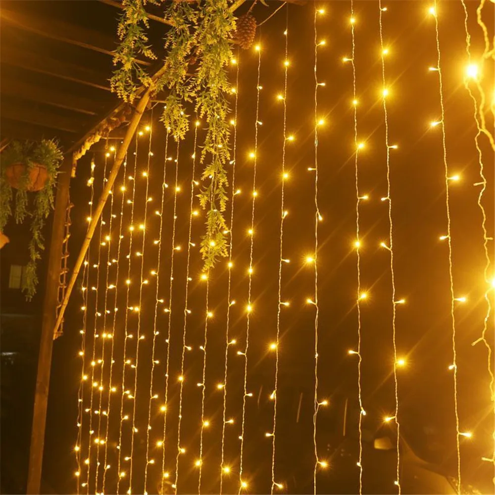 Imagem -03 - Solar Led Curtain String Light Guirlanda de Natal Casamento Fairy Light Festa Quintal Decoração do Jardim Iluminação do Feriado Modos