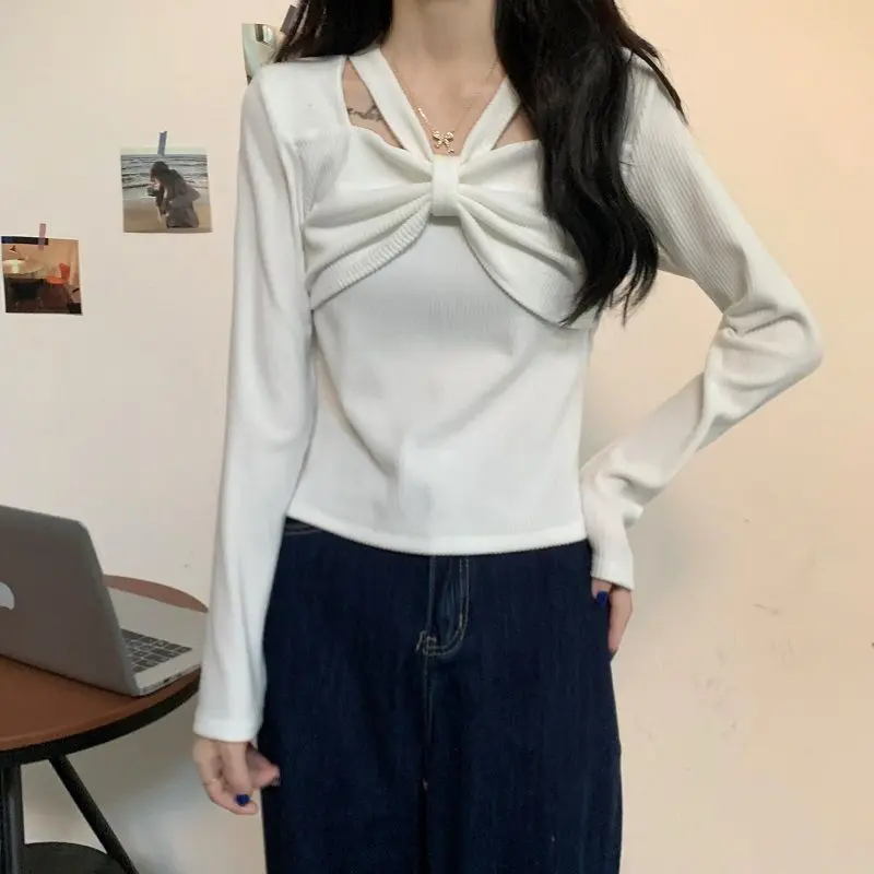 

Шикарный сладкий пряный топ, весенняя основа с длинными рукавами, чистый нежный дизайн, красивый модный XQ88