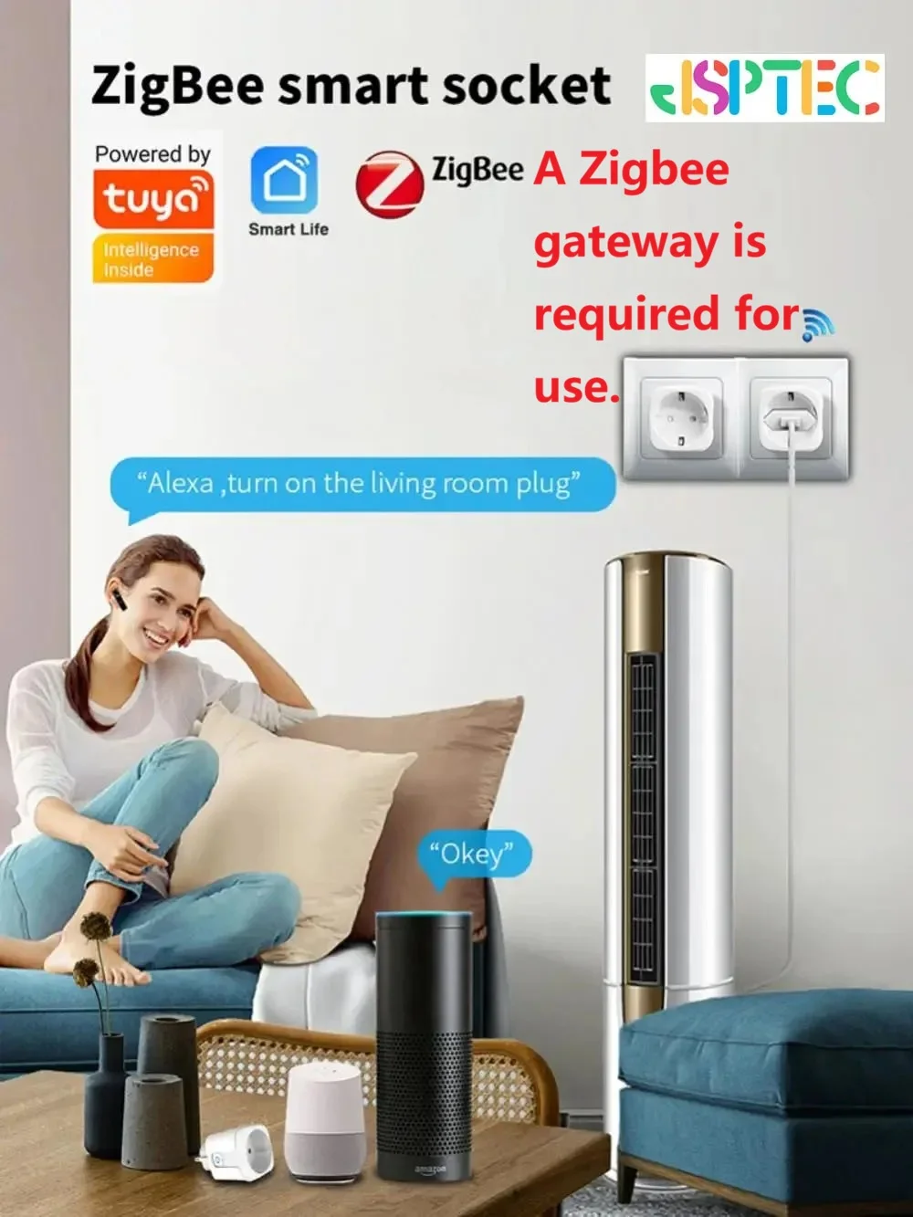 Tuya Zigbee Smart Plug 20A EU Smart Socket With Power Monitoring Timing Function Voice Control Via Alexa Google Home Yandex
