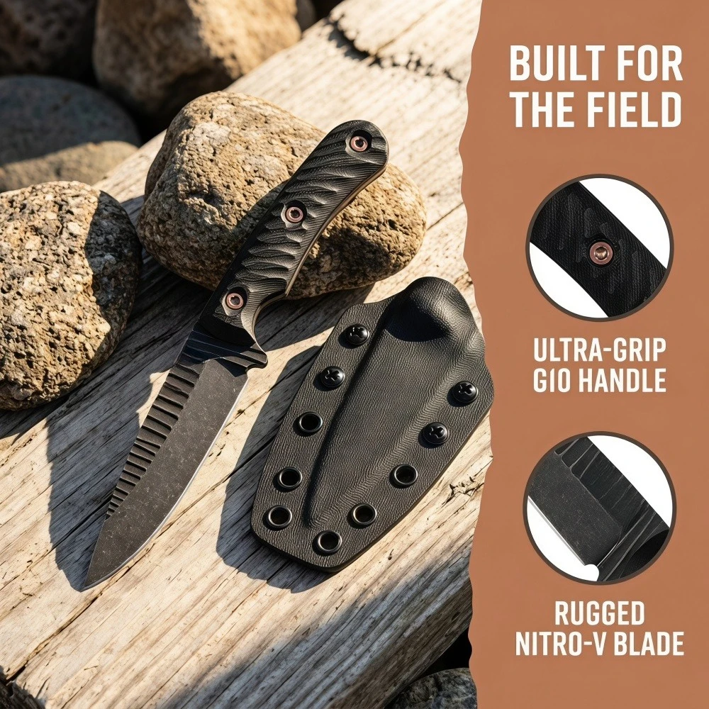 Camping Fixed-Blade Knife (wit - đánh giá và giá Bushcraft Knife Fixed